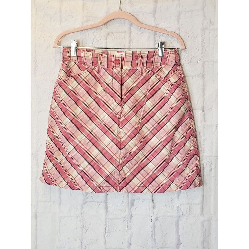 CROFT & BARROW Pink Plaid Skort Skirt 8